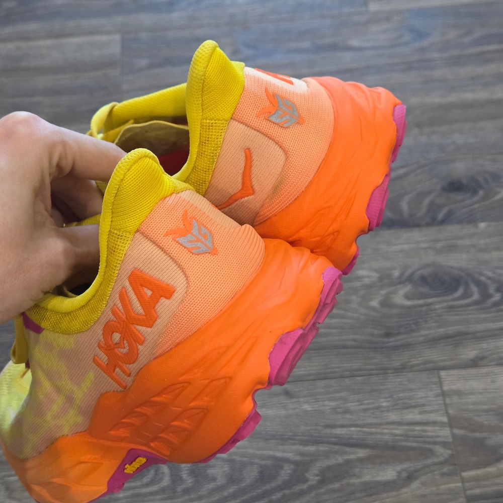 HOKA Speedgoat 5 Womens 8B Peach Parfait Orange Trail Running Shoes Vibram - Picture 8 of 11